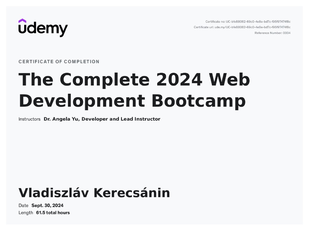 The Complete Web Development Bootcamp by Dr. Angela Yu