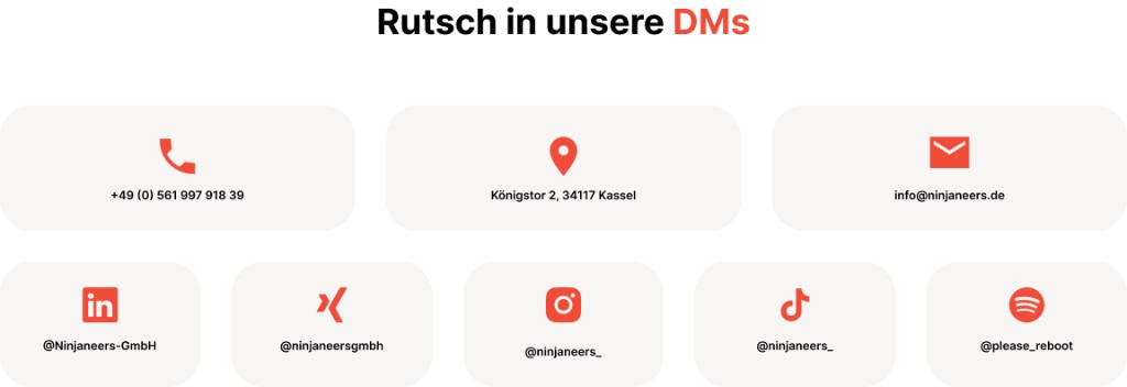Rebranding of ninjaneers GmbH — Contact and social in one place — after