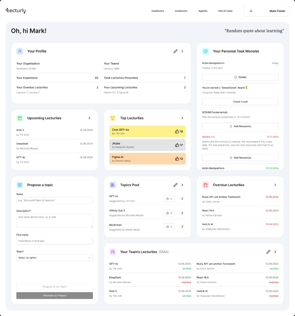 Lectur.ly — A dashboard that answers at a glance