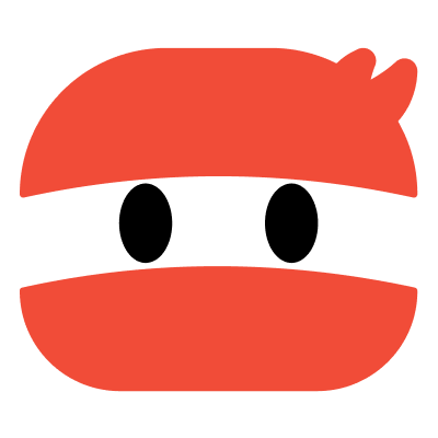 Ninjaneers logomark — red ninja head with white band and black eyes